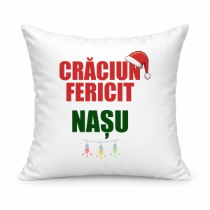 Pernă personalizată Craciun fericit nasu, model 1