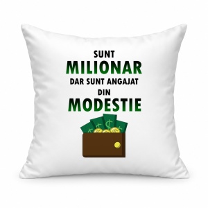 Pernă personalizată Sunt milionar dar sunt angajat din modestie