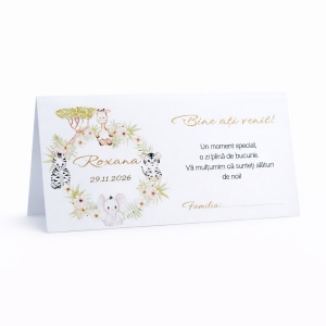 Plic pentru bani botez fetiță safari personalizat | Plic pentru dar animale junglă elegant