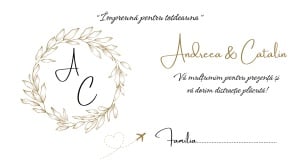 Plic pentru bani nunta cu design romantic si coronita aurie