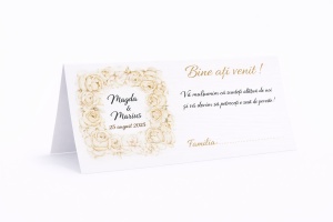 Plic pentru bani nuntă floral crem | Plic de bani personalizat