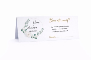 Plic pentru bani nuntă verde floral elegant cu cerc minimalist – plic de bani/dar premium personalizat