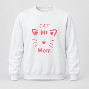 Pulover personalizat Cat mom, model roz