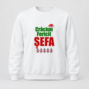 Pulover personalizat Craciun fericit sefa, model 1