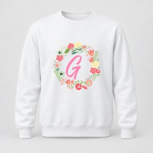 Pulover personalizat Cu initiala numelui, colectia flori, roz, femei, litera G