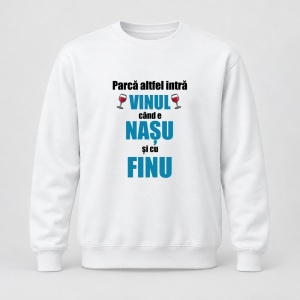Pulover personalizat Parca altfel intra vinu cand e nasu si cu finu, model albastru