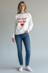 Pulover de Crăciun „Sub brad? Noi doi” – perfect pentru cupluri care vor să aducă puțină magie, iubire și umor în sărbători.