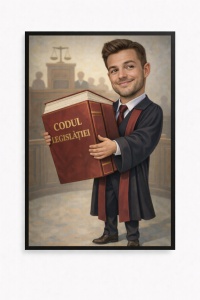 Ramă Foto Caricatură Amuzantă Avocat – Portret Personalizat din Fotografie