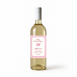 Cadou romantic de Valentine’s Day: vin personalizat cu mesaj special.