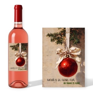 Bucură-te de sărbători cu un cadou rafinat: vin personalizat „Bucură-te de fiecare clipă”.