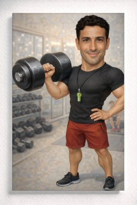 Tablou Canvas Caricatură Antrenor Personal – Portret Personalizat Fitness
