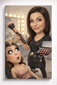 Tablou Canvas Caricatură Makeup Artist Amuzantă – Portret Personalizat Beauty