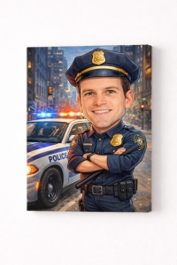 Tablou Canvas Caricatură Polițist Personalizat – Cadou Special pentru Polițiști