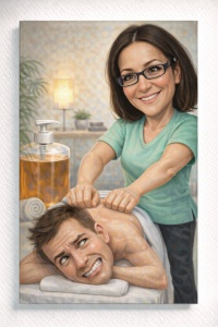 Tablou Canvas Caricatură Terapeut Masaj – Portret Personalizat Spa