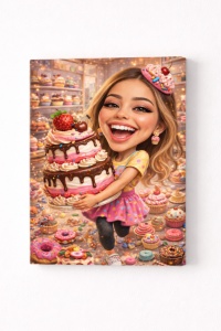 Tablou Canvas Personalizat – Sweet Cake Lover | Caricatură Cofetar