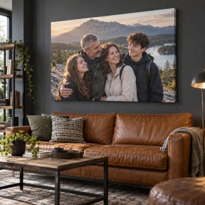 Tablou canvas personalizat cu fotografia familiei – exemplu de decor 6