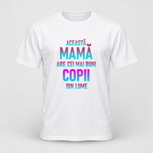 Tricou personalizat Aceasta mama are cei mai buni copii din lume gradient gradient albastru roz