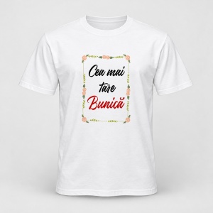 Tricou personalizat La multi ani, cea mai tare bunica, model flori