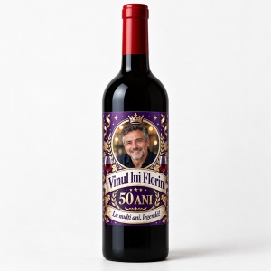 Vin personalizat – 50 ani – La mulți ani, legendă! | Cu poză
