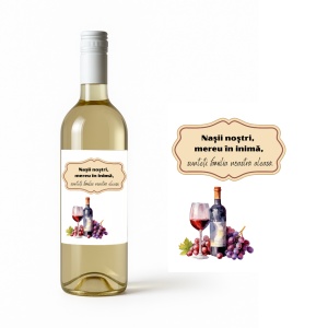 Vin Personalizat pentru Nași – Etichetă cu Mesaj Special