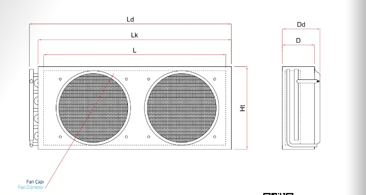 Dimensiuni si detalii tehnice condensator frigorific AZAK AK 12 D