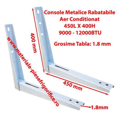 Set Console Metalice Rabatabile pentru Aer Conditionat , 450L X 400H, 1.5mm, 9000 - 12000BTU