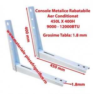 Set Console Metalice Rabatabile pentru Aer Conditionat, 450L X 400H, 1.5 mm, 9000 - 12000BTU