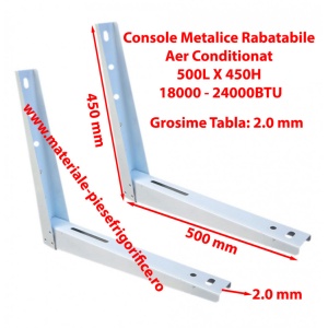 Set Console Metalice Rabatabile pentru Aer Conditionat, 500L X 450H, 2 mm, 18000 - 24000BTU