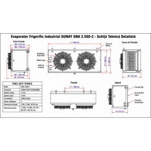 Evaporator GUNAY GNA 2.500-2 Echipat — 2 Ventilatoare 300 mm si Dezghetare Electrica pentru Camere Frigorifice Temperatura Medie - Img 2