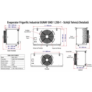 Evaporator Frigorific GUNAY GND 1.250-1 cu Ventilator Axial 350 mm — 2550W pentru Camere Frigorifice Compacte - Img 2