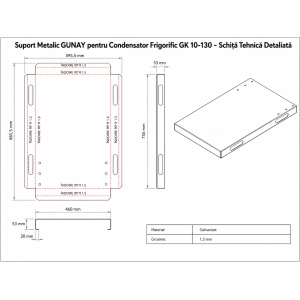Suport Metalic Galvanizat GUNAY pentru Condensator Frigorific GK 10-130 (10 m²) - Sasiu Profesional Otel 1.5 mm - Img 2