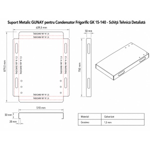 Suport Metalic Galvanizat GUNAY pentru Condensator Frigorific GK 15-140 (15 m²) - Sasiu Profesional Otel 1.5 mm - Img 2