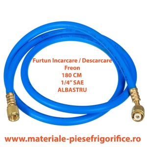Furtun pentru incarcare si descarcare agenti frigorifici 1/4 " SAE Albastru, lungime de 180 cm - 1 Buc