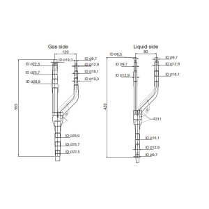 Ramnificatie de tip Y 03/A Refnet, pentru instalatii frigorifice VRF si industriale