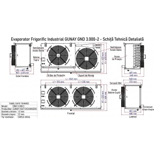 Evaporator Frigorific GUNAY GND 3.000-2 cu 2 Ventilatoare 400 mm — 5440W pentru Camere Frigorifice Mari - Img 2