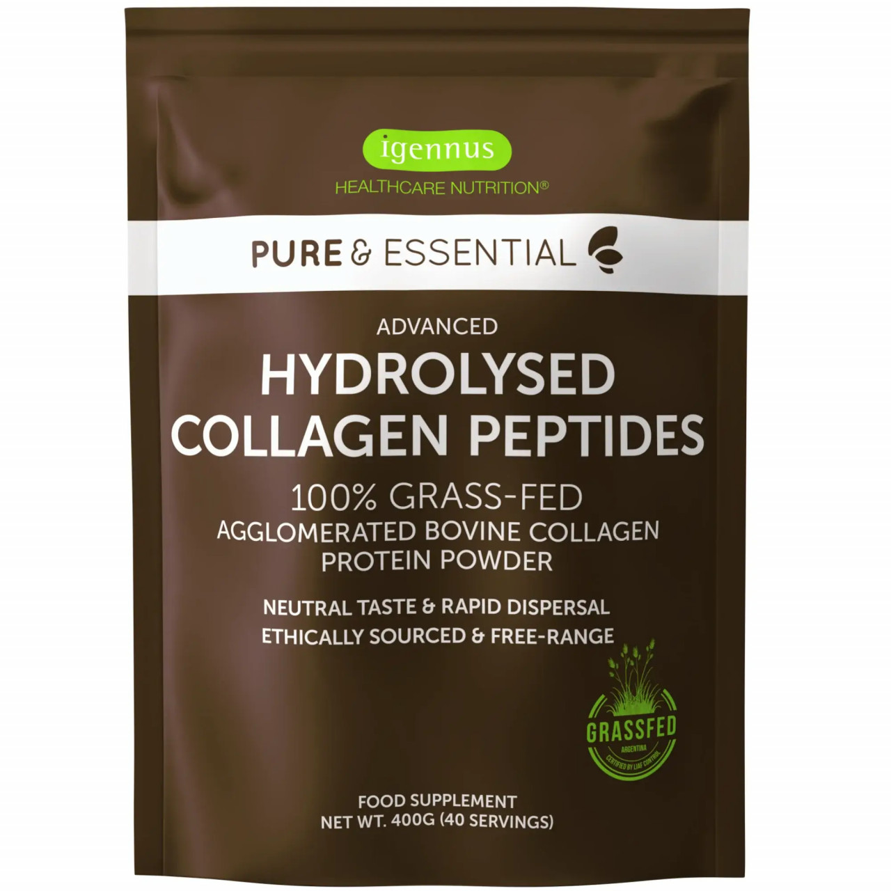 Pure & Essential Advanced Hydrolysed Collagen Peptides, 400g, Igennus Healthcare Nutrition