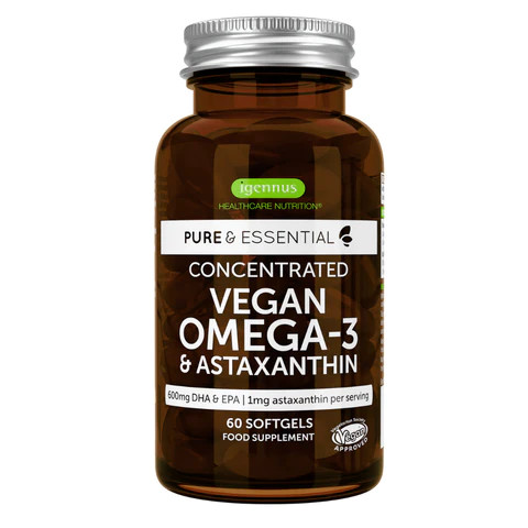 Pure & Essential Vegan Omega-3 & Astaxanthin, 60cps, Igennus Healthcare Nutrition