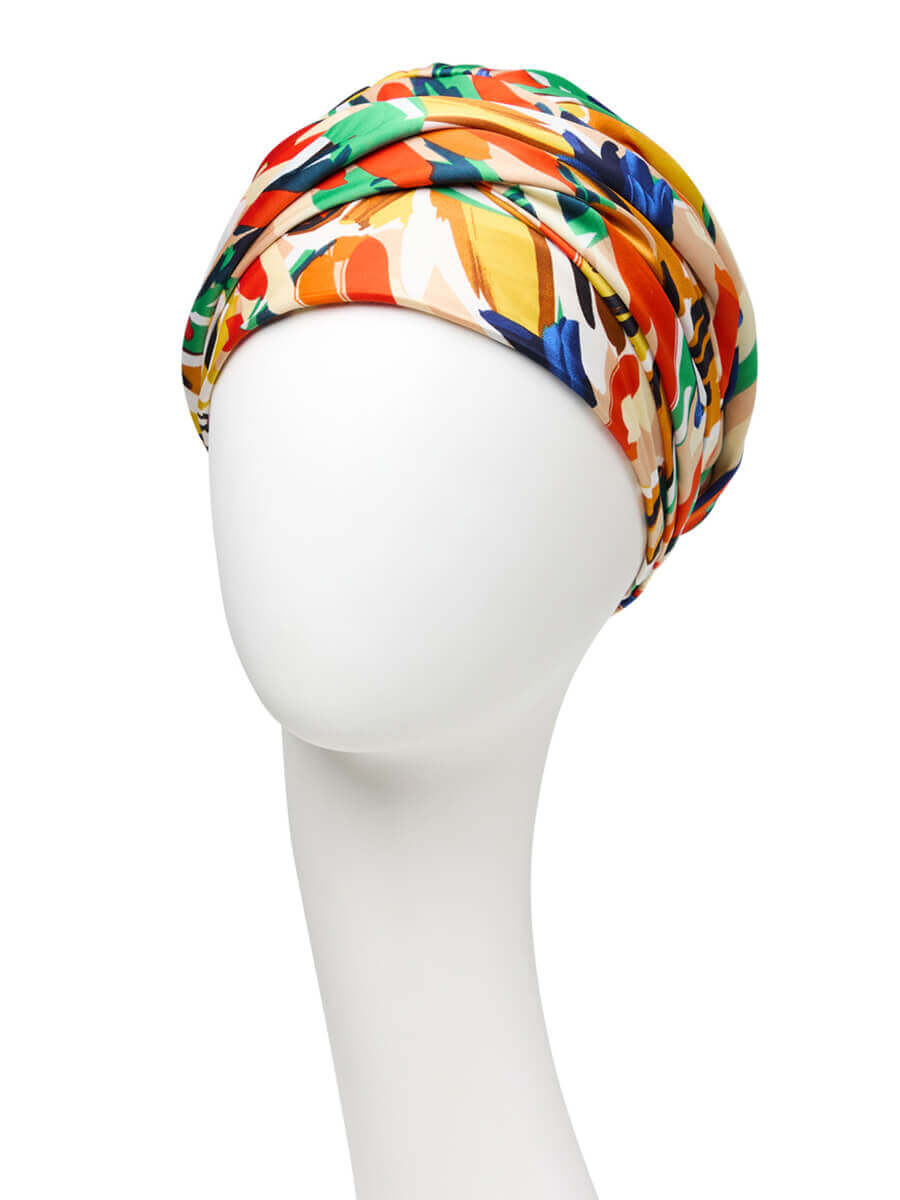 Turban Boho Sapphire, Flowerbed Mix, Poliester/Căptușeala Vascoza din ...