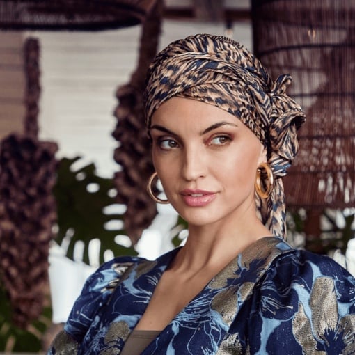 Turban Set Boho Juvela, Waves of Blue, Poliester/Căptușeala Bumbac&Vascoza