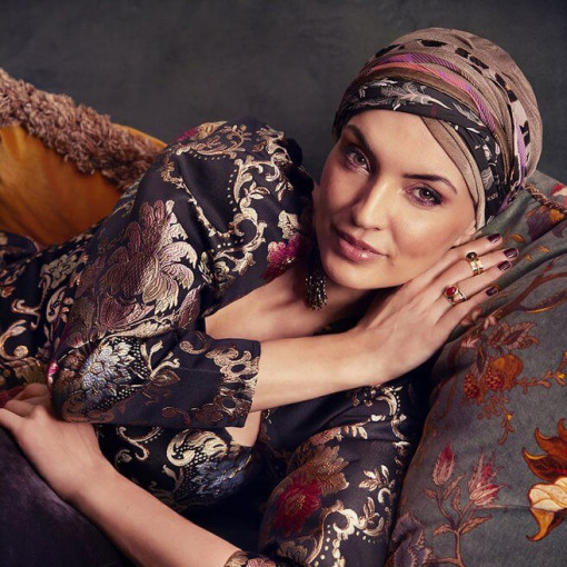 Turban Set Boho Scarlett, Dark Beige & Exotic Mix, Poliester/Captuseala Vascoza
