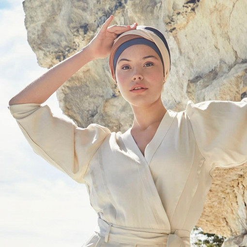 Mary • V turban, Grey Cappucino Mix, Captuseala Vascoza din bambus