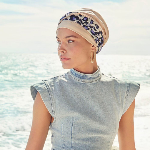Emmy turban, Cream/Lavender Leo, Bumbac/Vascoza