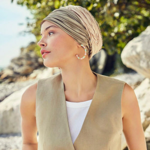 Luna • V turban, Green 'n'Gold Luxury, Poliester/Captuseala Vascoza din bambus