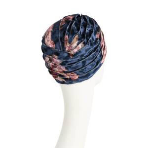 Turban Boho Pearl, Flowery Twilight, Catifea/Captuseala Vascoza de bambus-2