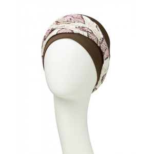 Shakti turban, Dark Brown/Blooming Pink, Vascoza din bambus-1