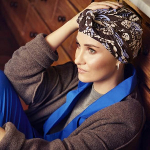 Beatrice turban cu panglica, Autumn Blues, Vascoza din bambus