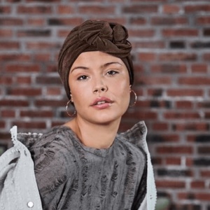 ELENA • V turban, Dark Chocolate, Captuseala Vascoza din bambus