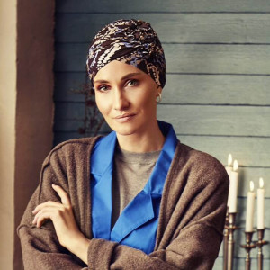 Lotus turban, Autumn Blues, Vascoza din bambus