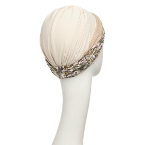 Shakti turban, Wheat Beige w/Romance, Vascoza din bambus