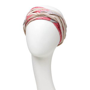 Turban Set Boho Scarlett, Soft Beige & Red Glam Mix, Poliester/Captuseala Vascoza din bambus-4